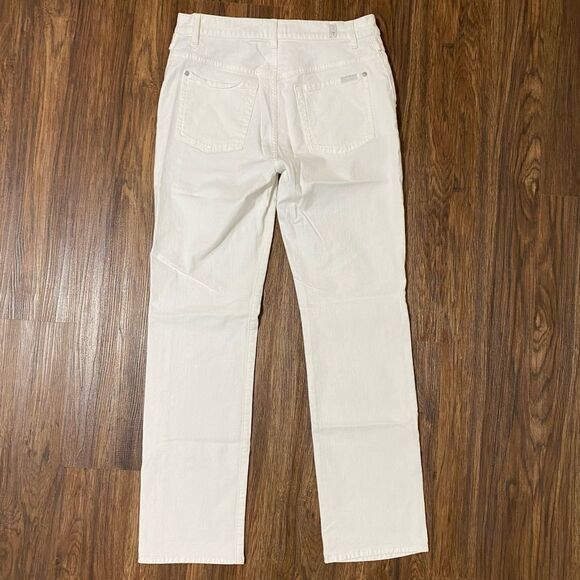 7FAM High Rise Paperbag Optic White Straight Leg Jeans NWOT - Picture 4 of 16